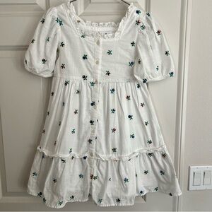 Zara White Kids Dress with Colorful Embroidery